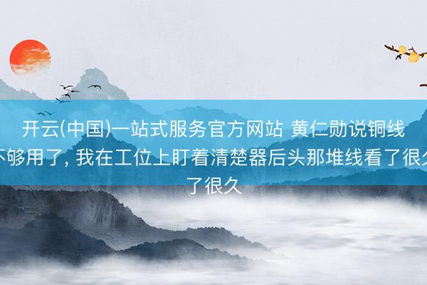 开云(中国)一站式服务官方网站 黄仁勋说铜线不够用了， 我在工位上盯着清楚器后头那堆线看了很久