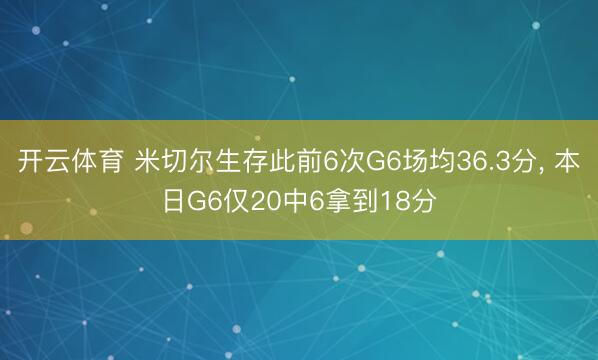 开云体育 米切尔生存此前6次G6场均36.3分, 本日G6仅20中6拿到18分