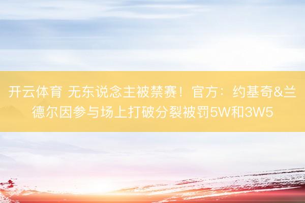 开云体育 无东说念主被禁赛！官方：约基奇&兰德尔因参与场上打破分裂被罚5W和3W5