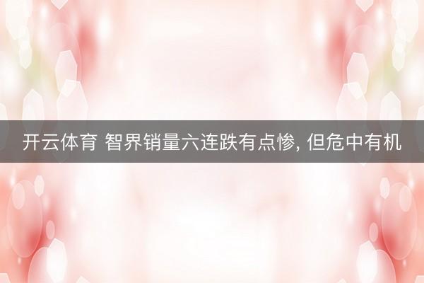 开云体育 智界销量六连跌有点惨， 但危中有机