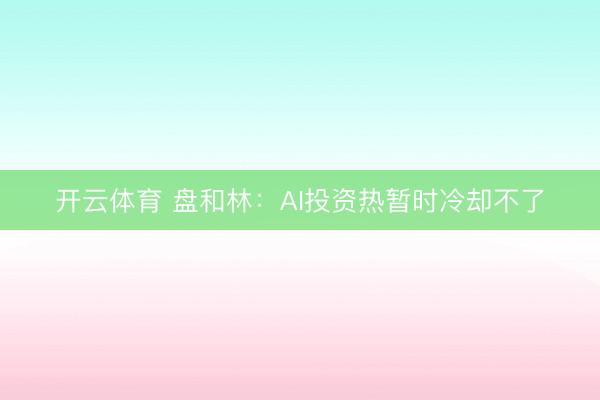 开云体育 盘和林：AI投资热暂时冷却不了