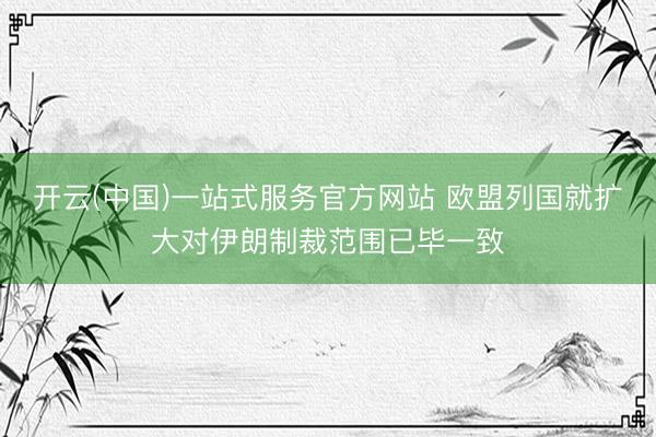 开云(中国)一站式服务官方网站 欧盟列国就扩大对伊朗制裁范围已毕一致